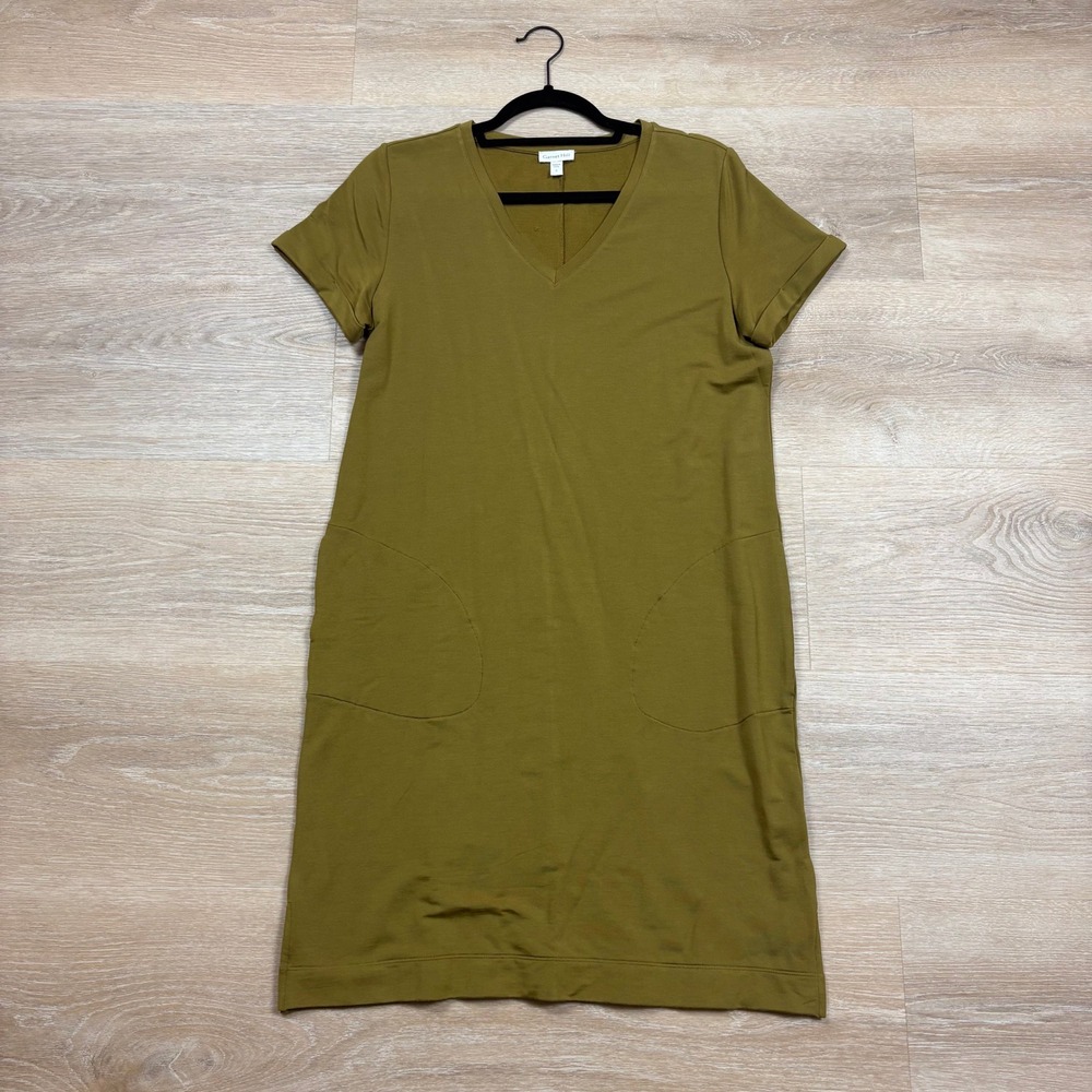 Garnet Hill V-Neck T-Shirt Dress Women's Small Color Green